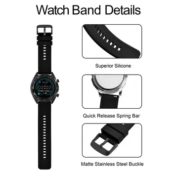 BİSONSTRAP Spor Silikon saat kayışı 18mm 19mm 20mm 21mm 22mm Watchband Bilezik Erkekler ve Kadınlar için siyah Kumlama Toka