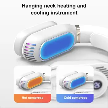 Taşınabilir Mini asılı boyun fanı soğutucu soğutma ısıtma ısıtıcı klima elektrikli Bladeless fanlar giyilebilir boyun masaj fanı