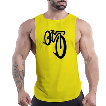 Yaz Yeni Erkek Rahat Spor Spor Yelek Bisiklet Baskılı Yuvarlak Boyun Rahat Nefes Çok Renkli Gömlek Hızlı Kuru