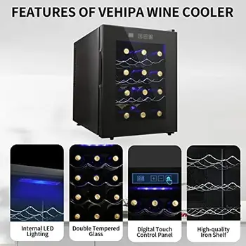 Şişe Şarap Soğutucu Buzdolabı, Dijital Sıcaklık Kontrollü Kompakt Mini Şarap Dolabı Sessiz Çalışma Termoelektrik Soğutucu
