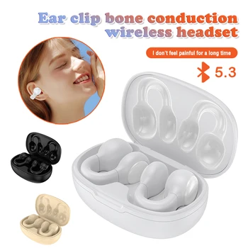 2023 YENİ Kemik İletim Kulaklık Bluetooth 5.3 kulak klipsi Kulak Küpe kablosuz kulaklıklar Spor Kulaklıklar Kulak Kancası Mic ile