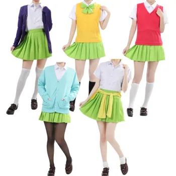 Anime Özlü Quintuplets Cosplay Kostüm Uesugi Fuutarou Kadın Cosplay Giyim Etek Okul Jk Üniforma takım kıyafet