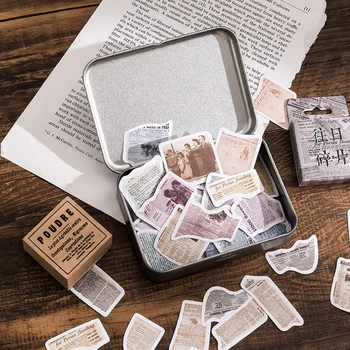 46 Adet Kutu Çıkartmalar edebi İngilizce Gazete Malzemesi scrapbooking DIY arka plan taban kağıt Günlüğü Çıkartmalar ofis hediye 44mm