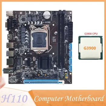 H110 Masaüstü bilgisayar anakartı Destekler LGA1151 6/7 Nesil CPU Çift Kanallı DDR4 Bellek + G3900 CPU