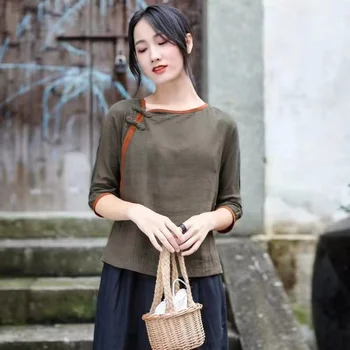 Çin Geleneksel Kadın Giyim Hanfu Tops Harajuku Eski Çin Tarzı Kısa Kollu Tang Takım Elbise Yaz Rahat Çay Elbise
