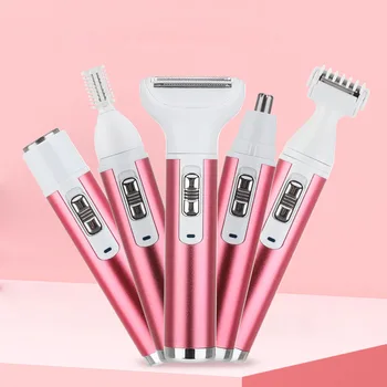 5 in 1 Elektrikli Saç Kesme Seti USB Epilatör özel parçalar Tıraş Makinesi Kaş Burun Koltukaltı Düzeltici Epilasyon Cihazı kadınlar için