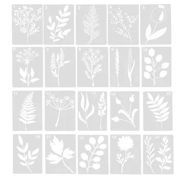 20 Yaprak Kesme Şablonu Boyama Kek Dekorasyon DIY Duvar Kalıpları İçi Boş Bitkiler Şablonlar Toppers Yaprak Malzemeleri