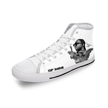 Pop Duman Rap Rapçi Hip Hop Müzik Beyaz Kumaş Moda 3D Baskı Yüksek Top kanvas ayakkabılar Erkekler Kadınlar Hafif Nefes Spor Ayakkabı