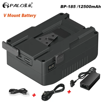 PALO BP - 185 V Montaj Pil V-Kilit Pil Sony Video Kamera Kamera Yayın led ışık ile D-Tap Adaptörü Şarj Cihazı