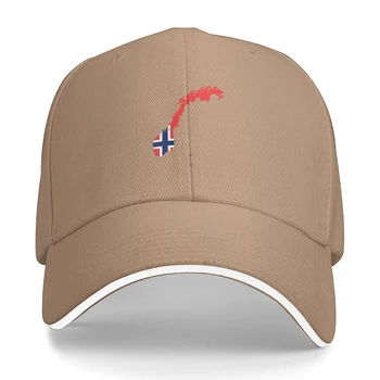 Norveç Haritası Bayrağı Unisex beyzbol şapkası Uyar Erkekler Kadınlar Ayarlanabilir Baba Şapka Sandviç Bill Kap