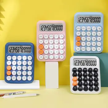 Masaüstü Hesap Makinesi 12 Haneli Büyük Yuvarlak Esnek Düğmeler Şeker Renk Büyük lcd ekran Pil Kumandalı Finans Öğrenci Hesaplama