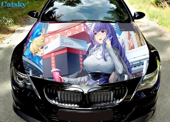 Anime Testere Adam Araba Hood Vinil Çıkartmalar kaplama vinil Film Motor Kapağı Çıkartmaları Sticker Araba Aksesuarları Araba Hood Koruyucu
