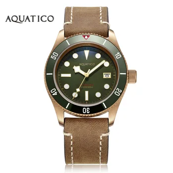 Aquatico Bronz Deniz Yıldızı Askeri Yeşil kadranlı saat (Seramik İnsert)