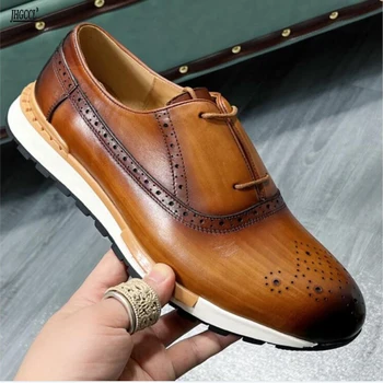 Yeni erkek retro moda deri ayakkabı deri İngiltere rahat tek ayakkabı Bullock gelgit ayakkabı büyük boy erkek tek ayakkabı A21