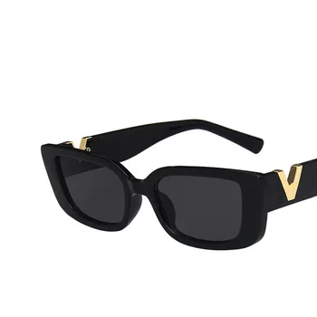 Retro Dikdörtgen Güneş Kadınlar Marka Tasarımcısı V Küçük Çerçeve güneş gözlüğü Bayanlar Siyah Kare Gözlük UV400 Oculos De Sol