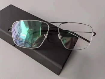 2023 Danimarka Vidasız Gözlük Ultralight Titanyum Gözlük Çerçevesi Erkekler Kadınlar Çift Kiriş Kare Optik Gözlük El Yapımı Tasarım