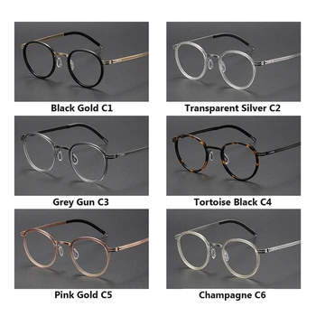 2024 Asetat Titanyum Gözlük Çerçevesi Erkekler Kadınlar Vintage Yuvarlak Miyopi gözlük çerçeveleri Reçete Gözlük tam Vidasız Gözlük