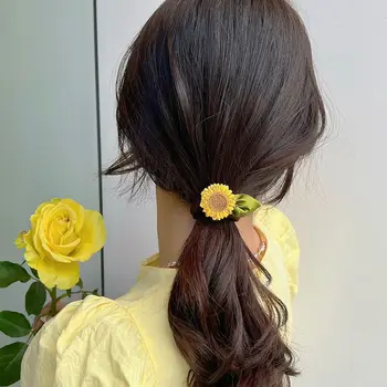 2023 Sıcak Ayçiçeği Scrunchie Elastik saç bandı Moda Basit Kore Mizaç Saç Kravat Kadınlar Kızlar için saç aksesuarları