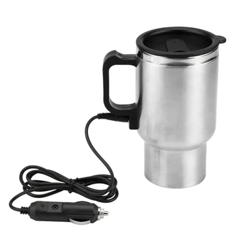 Yüksek kaliteli 500 ML araba tabanlı ısıtma paslanmaz çelik bardak su ısıtıcısı otomatik su ısıtıcı su ısıtıcısı seyahat kahve çay ısıtmalı kupa sıcak satış