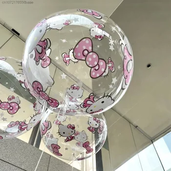 Sanrio Hello Kitty Yuvarlak Balonlar Parti Aksesuarları Y2k Çocuk Karikatür Baskılı Balonlar Tatlı Kız Doğum Günü Yaratıcı Dekorasyon