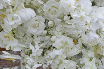 5D Kumaş Çiçek Duvar Düğün Zemin Parti Sahne Salonu Fotoğraf Sahne Beyaz Yapay Gül Kumaş Çiçek Duvar Kemer Ekran Dizeleri