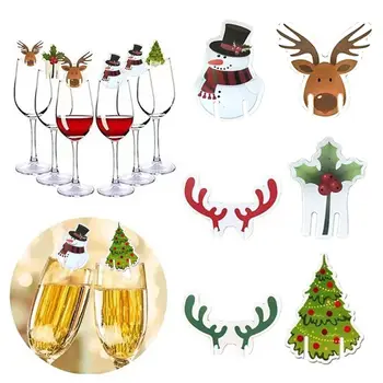 7 Adet Karton Noel Kupası Kartı Yaratıcı Noel Ağacı Renkli şarap bardağı Dekor Kardan Adam Noel Süslemeleri Ev Dekorasyon