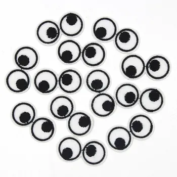 Karikatür 5 adet Gözler Nakış Demir on Yamalar Giyim için Siyah Beyaz Aplikler Ayakkabı T-shirt giysi etiketi Çizgili Rozeti DIY