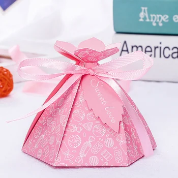50 adet Renkli 6 Yaprak Petal kağıt şeker kutusu hediye keseleri Düğün Iyilik ve Hediye Kutuları Düğün Bebek Duş Parti Malzemeleri