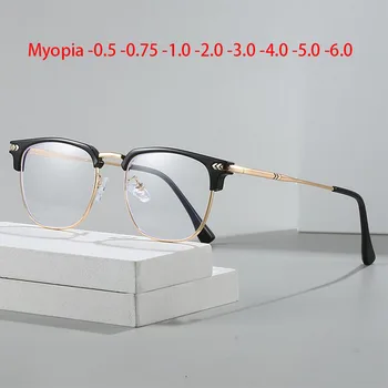 Kare Miyopi Gözlük Ok Çerçeve Kadın Erkek Gözlük TR90 Çerçeve Reçete Gözlük 0 -0.5 -1.0 -2.0 -3.0 To -6.0 Diyoptri
