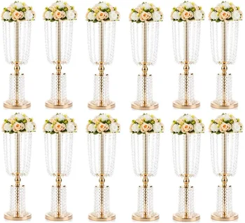 Yeni 12 adet Akrilik Kristal Düğün Yol Kurşun Masa Çiçek Standı Şamdan Centerpiece Olay Parti Düğün Dekorasyon Malzemeleri