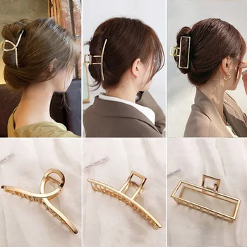 Moda Basit Altın Saç Pençe Klip Kelebek Geometrik Zarif saç tokası Pençe Kelepçe Kızlar Şapkalar Kadınlar saç aksesuarları