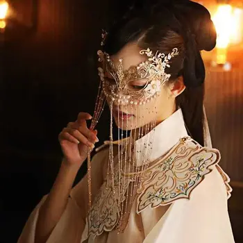 Alaşım İnciler Hediye Püskül İle Çin Tarzı Aksesuarları Anonim Yüz Kapatma Düğün Headdress Kadınlar Gizemli Peçe