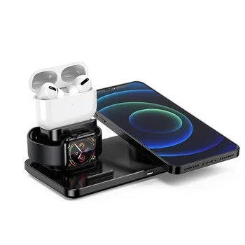 15W 3 in 1 Manyetik Kablosuz Şarj İstasyonu iPhone 14 13 Apple Watch 7 Airpods Samsung Galaxy İndüksiyon Şarj Standı