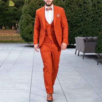 Zarif erkek Düğün Seti Slim Fit Yaka Resmi 3 parçalı Damat yemek takımı (Ceket+kolsuz bluz+Pantolon)