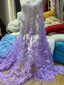 Mccarthy High-End İşlemeli Kumaş 3D Çiçek Nakış Dantel Kumaş kadın Elbise Moda düğün elbisesi Malzeme JY250Y-1