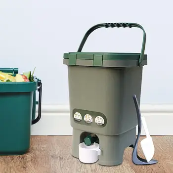 Kompost Kovası Pratik Mühürlü çöp tenekesi Büyük Kapasiteli Kapaklı 15L Taşınabilir Kompost Konteyner Bahçe Çiftlik Arka Bahçe