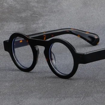 Asetat yuvarlak okuma gözlüğü erkekler kadınlar kaplumbağa Vintage reçete gözlük çerçevesi Anti mavi ışık gözlük +100 150 200 250