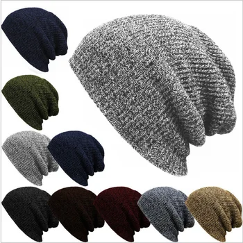 Yeni Şerit Skullies İğne Çizilmiş Hip Hop Şapka Sonbahar ve Kış erkek Sıcak Yün Şapka Açık Örme Şapka