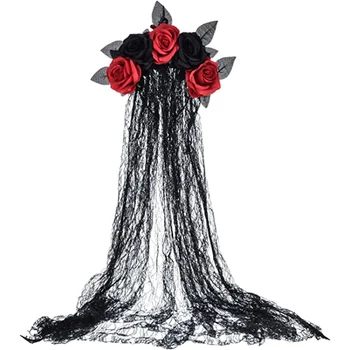 Ölüler günü çiçek kafa bandı dia de los muertos kostüm cadılar bayramı çiçek başlığı