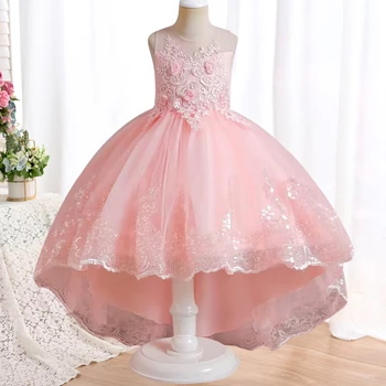 2023 Yeni çocuk Prenses Elbise düğün elbisesi Kabarık Elbise Dantel Trail Nakış Sequins Piyano Noel Performans Kostüm