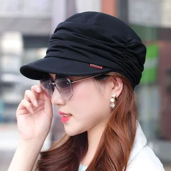 Kadın Şapka Kısa Ağız Sıcak Katlanabilir Kış Kulaklığı Kadın Kap Etnik Tarzı Düz Renk Sonbahar Kış Orta Yaşlı ve Yaşlı Sıcak Şapka