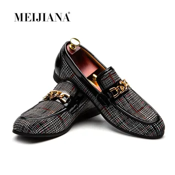 Moda Metal zincir Erkekler rahat ayakkabılar Lüks Marka Resmi Erkek Loafer'lar Moccasins İtalyan Nefes Kayma Erkek bot ayakkabı