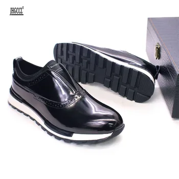 Lüks Tasarımcı Erkekler Rahat rahat erkek ayakkabıları Kaymaz Taban Parlak Sneakers Düğün High-End Durum Kalma A19