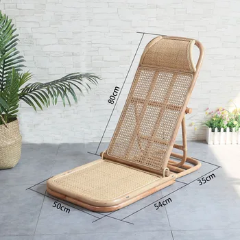 Katlanabilir Japon Tatami Zemin Sandalye Taze Hasır Hasır Açık plaj sandalyesi Ahşap Çerçeve Oturma Odası Balkon Şezlong