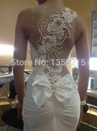 зкола Toptan Custom Made 2021 Beyaz Mermaid Akşam İnciler ile Balo Parti Vestidos Para Festa Ismarlama Durum Elbise