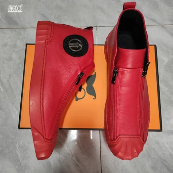Yeni gündelik erkek ayakkabısı Yüksek üst fermuar sneakers marka tasarımcı lüks flats Zapatos Hombre b5