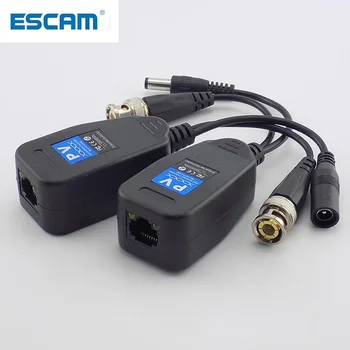 ESCAM 1 Çift(2 adet) pasif CCTV Koaksiyel BNC Güç Video Balun Alıcı-verici Konnektörleri RJ45 BNC erkek CCTV video Kamera için