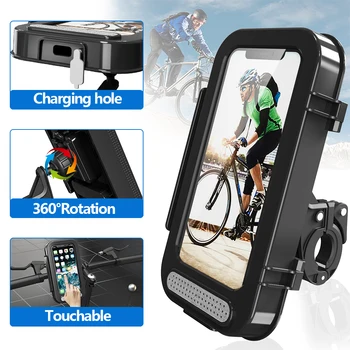 Bisiklet telefon tutucu Su Geçirmez 360°Rotasyon Cep telefon tutucu Bisiklet Scooter Motosiklet için Telefon Dağı ile Yüz / Dokunmatik KİMLİK Bisiklet