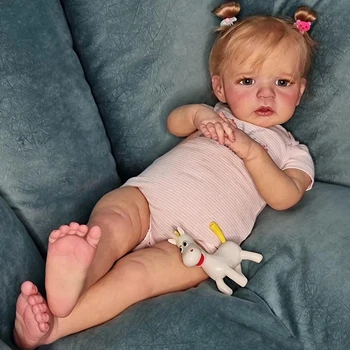 60 cm Yenidoğan Toddler Kız Bebek Zaten Boyalı Bitmiş Güzel Sandie Gerçekçi Reborn bebek Yumuşak Dokunmatik 3D Cilt Sanat Bebek