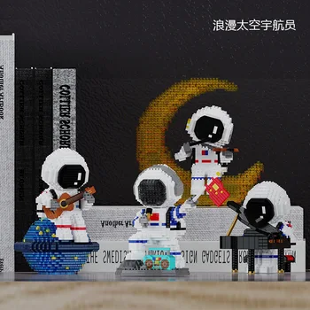 Müzisyen Astronot Mikro Yapı Taşları Piyano Kozmonot Gitar Spaceman Mini Tuğla Figürü çocuk için oyuncak Doğum Günü Hediyeleri